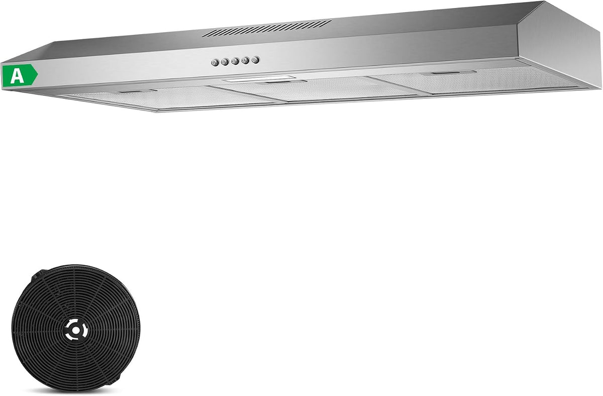 Extractores para armario Campana extractora de 90 cm, empotrable, recirculación y salida con iluminación LED, 201 m³/h, campana extractora con filtro