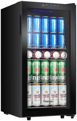 Mini frigorífico Kalamera, nevera para bebidas, nevera para cerveza con panel de control táctil, zona de enfriamiento 3-18°C, nevera para botellas 86