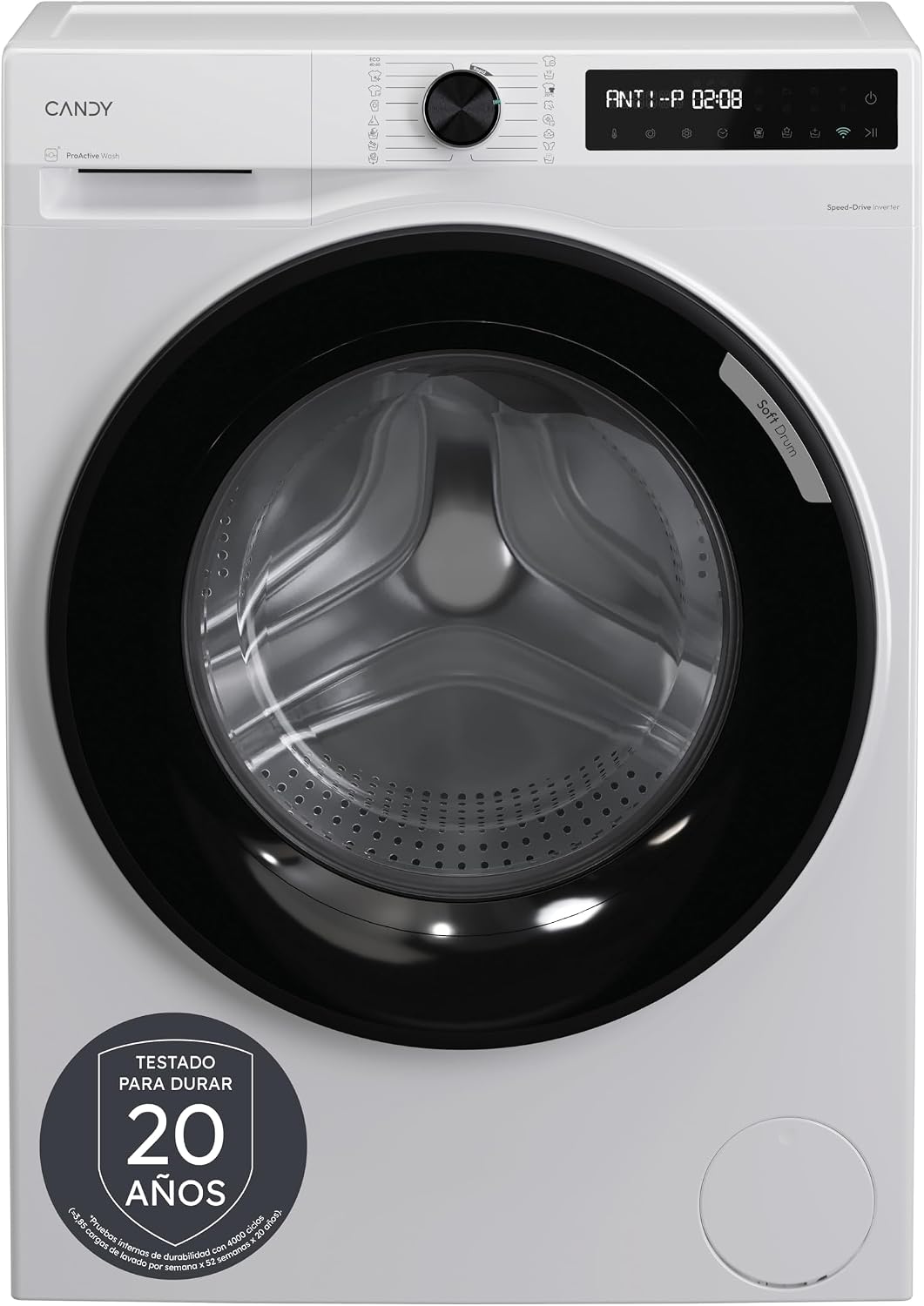 CANDY 410BL8-S Lavadora, ProWash 500 BR, Lavadora 10 KG, 1400 RPM, Display Digital, Conectividad WIFI, 16 Ciclos, Motor Inverter SpeedDrive, Inicio