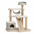 Árbol para Gatos con Rascador y Hamaca de Madera Beige