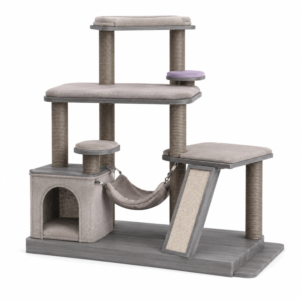 Árbol para Gatos con Hamaca y Casa de Madera y Tela