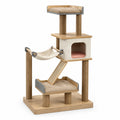 Árbol Rascador para Gatos de Madera con Hamaca y Plataforma Acolchada