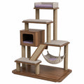 Árbol para gatos de madera con cojines y postes de sisal