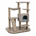 Árbol Rascador para Gatos de Madera y Sisal con Hamaca y Casa