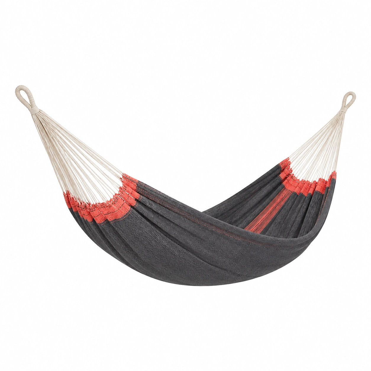 Hamaca de Algodón Negro y Rojo 200 cm