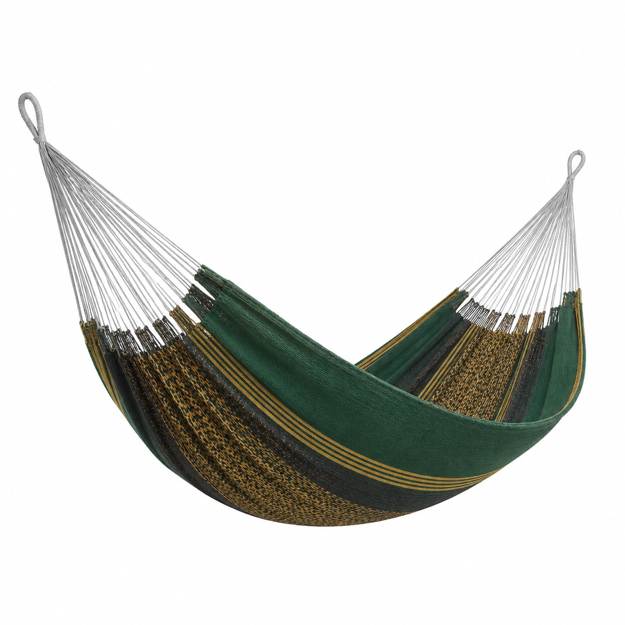 Hamaca de Algodón Verde y Amarillo con Negro 200cm