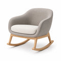 Sillón mecedora de poliéster Gris y Beige con estructura de Roble