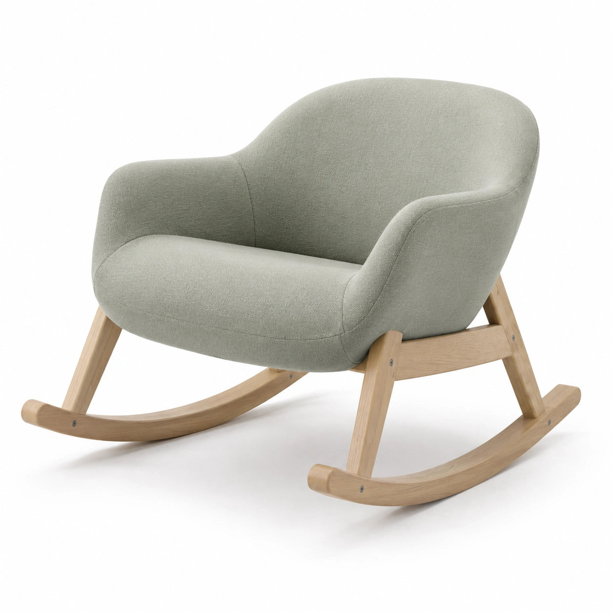 Mecedora de Tela Verde Claro con Estructura de Madera