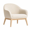 Sillón de poliéster beige con estructura de roble