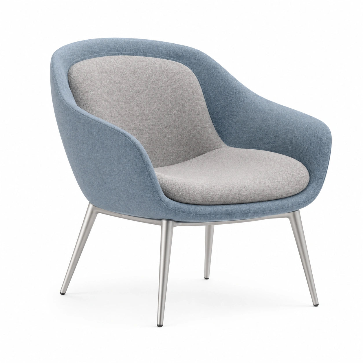 Sillón de Tela con Patas Metálicas Azul y Gris