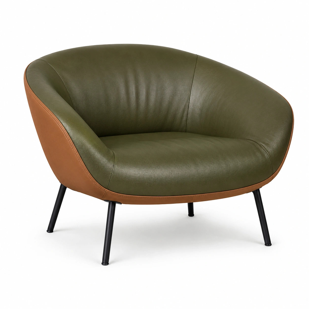 Sillón de Cuero PU Verde y Marrón con Patas de Metal