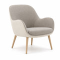 Sillón de Tela en Colores Beige y Gris con Patas de Madera
