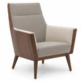 Sillón de Madera y Tela Gris/Beige