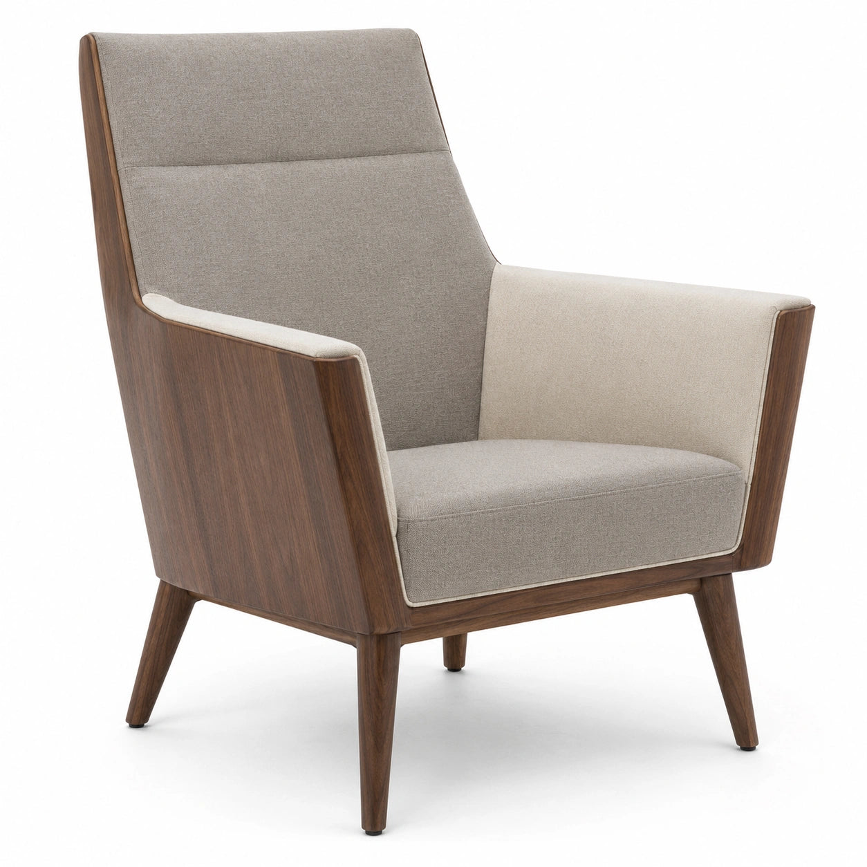 Sillón de Madera y Tela Gris/Beige