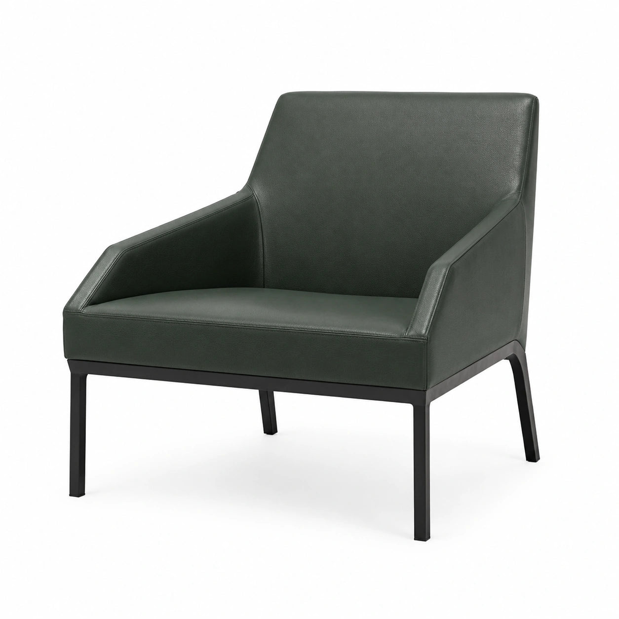 Sillón de Cuero Sintético Verde Oscuro con Estructura de Metal