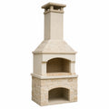 Barbacoa de Jardín de Piedra Beige con Chimenea 200x80x60 cm