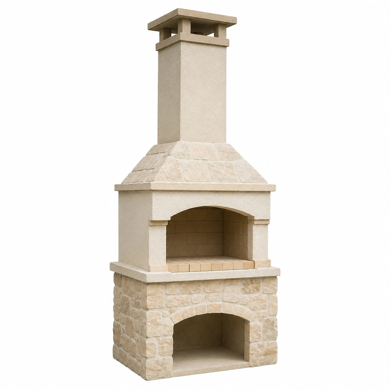 Barbacoa de Jardín de Piedra Beige con Chimenea 200x80x60 cm