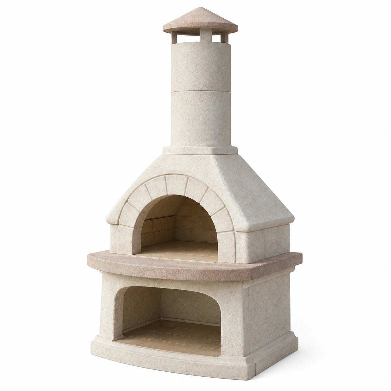 Barbacoa de Exterior de Hormigón con Chimenea Beige