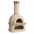 Horno de leña de Piedra Refractaria Beige con Chimenea