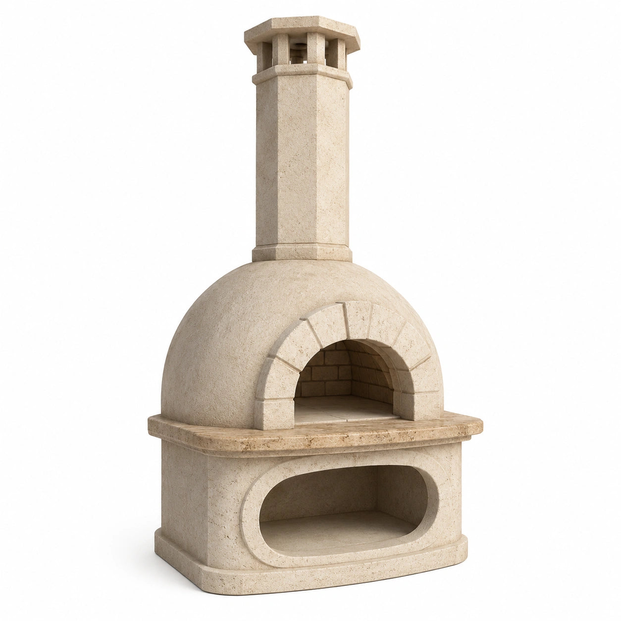 Horno de leña de Piedra Refractaria Beige con Chimenea