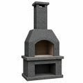 Chimenea de jardín de piedra volcánica gris 210x120x65 cm