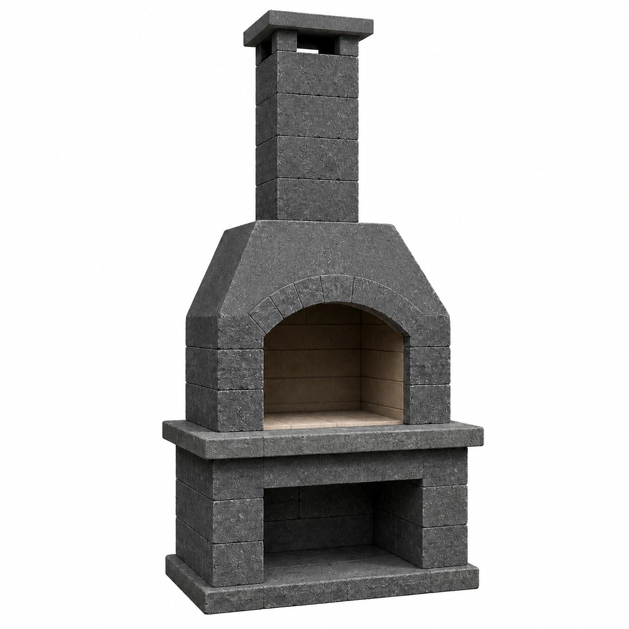 Chimenea de jardín de piedra volcánica gris 210x120x65 cm