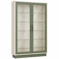 Vitrina de Madera MDF y Vidrio Verde Beige 180x90x40 cm
