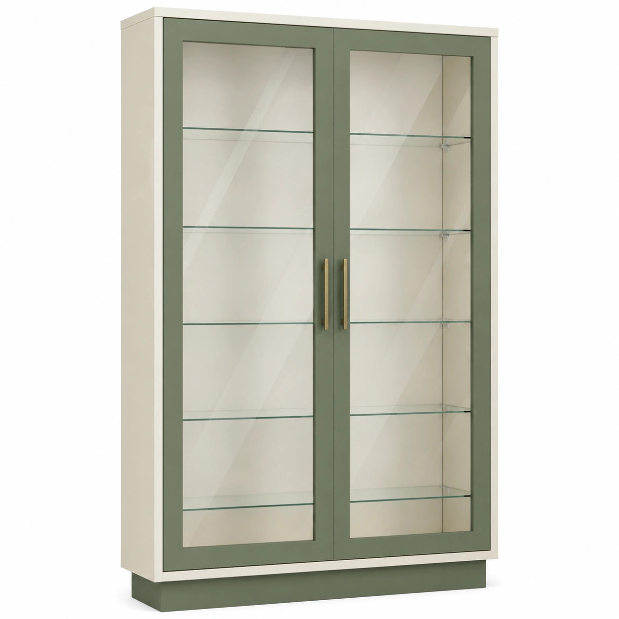 Vitrina de Madera MDF y Vidrio Verde Beige 180x90x40 cm