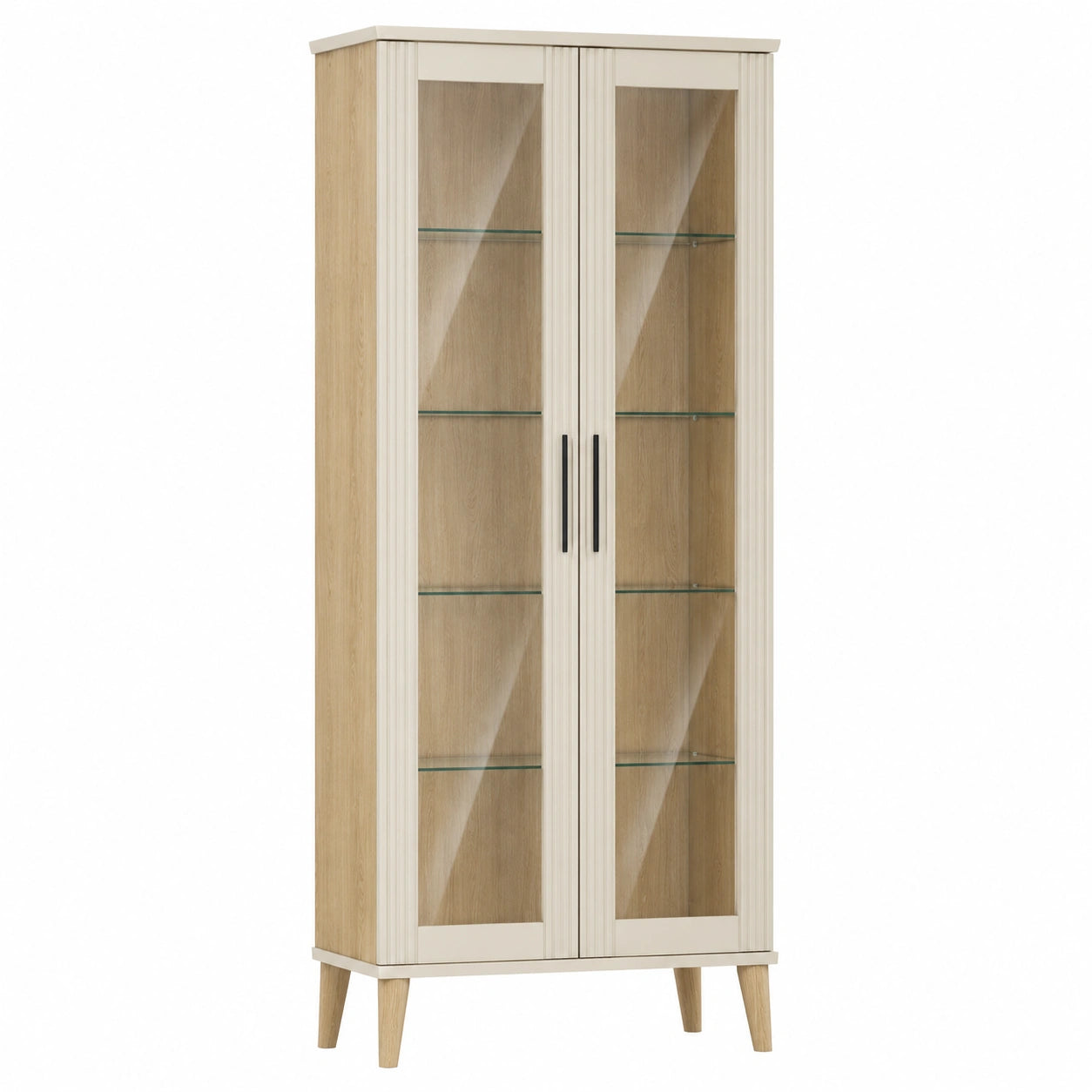 Vitrina de madera con puertas de vidrio