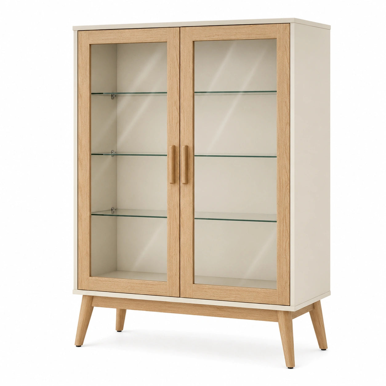 Vitrina de madera y vidrio templado con dos puertas 100x40x180 cm