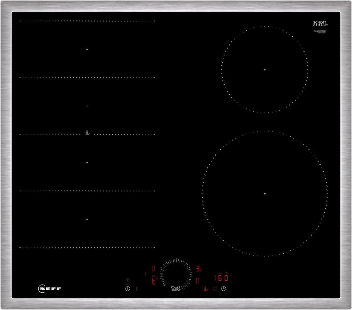 Neff Placa de cocina, T66SHE4L0 N 70 Placa de inducción, vitrocerámica autosuficiente de 60 cm de ancho, Twist Touch, Flex Induction, Home Connect