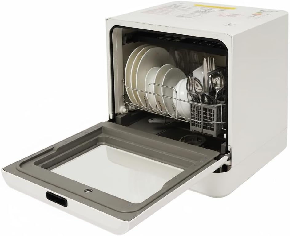 OBLLER Lavavajillas de encimera, Mini lavavajillas de mesa, utilizable con o sin conexión de agua, con depósito de agua de 5 l y 4 programas, para