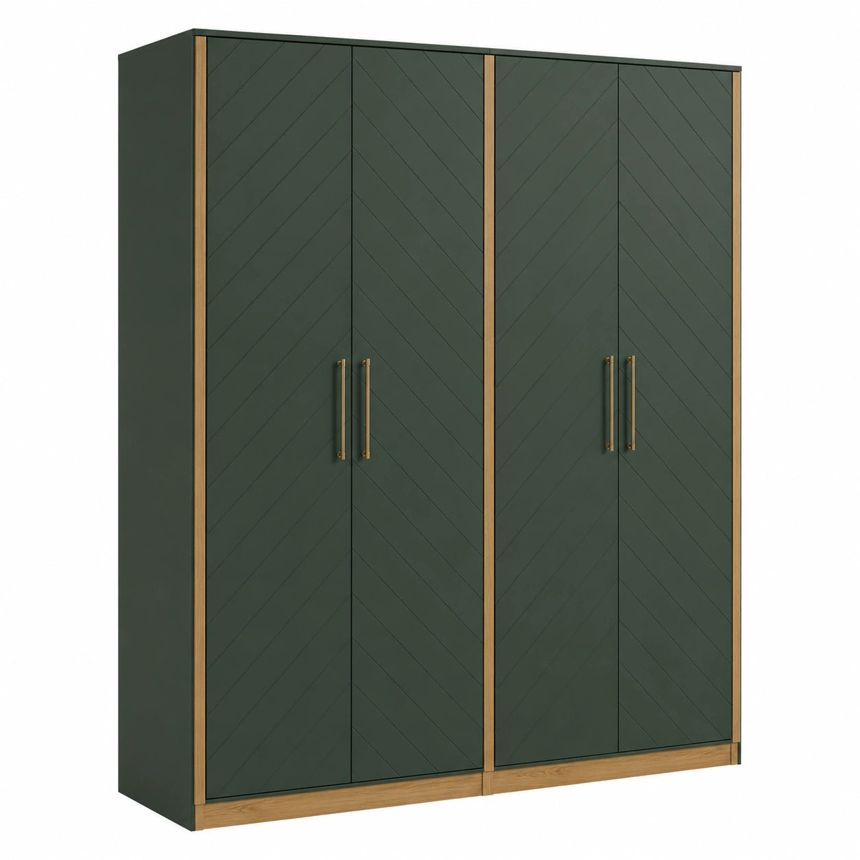 Armario de Madera y Metal 4 Puertas Verde y Roble