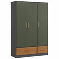 Armario de MDF Verde y Negro con 2 puertas y 2 cajones