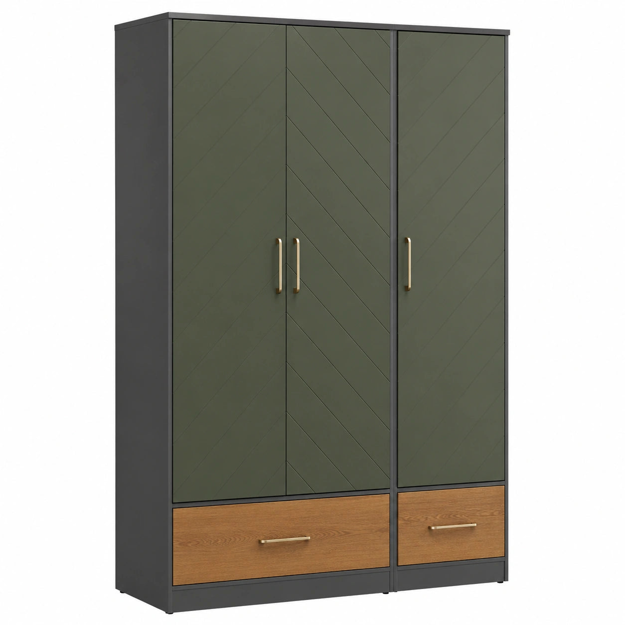 Armario de MDF Verde y Negro con 2 puertas y 2 cajones