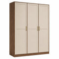 Armario de MDF y Aglomerado Marrón y Beige 3 Puertas 200x150x60cm