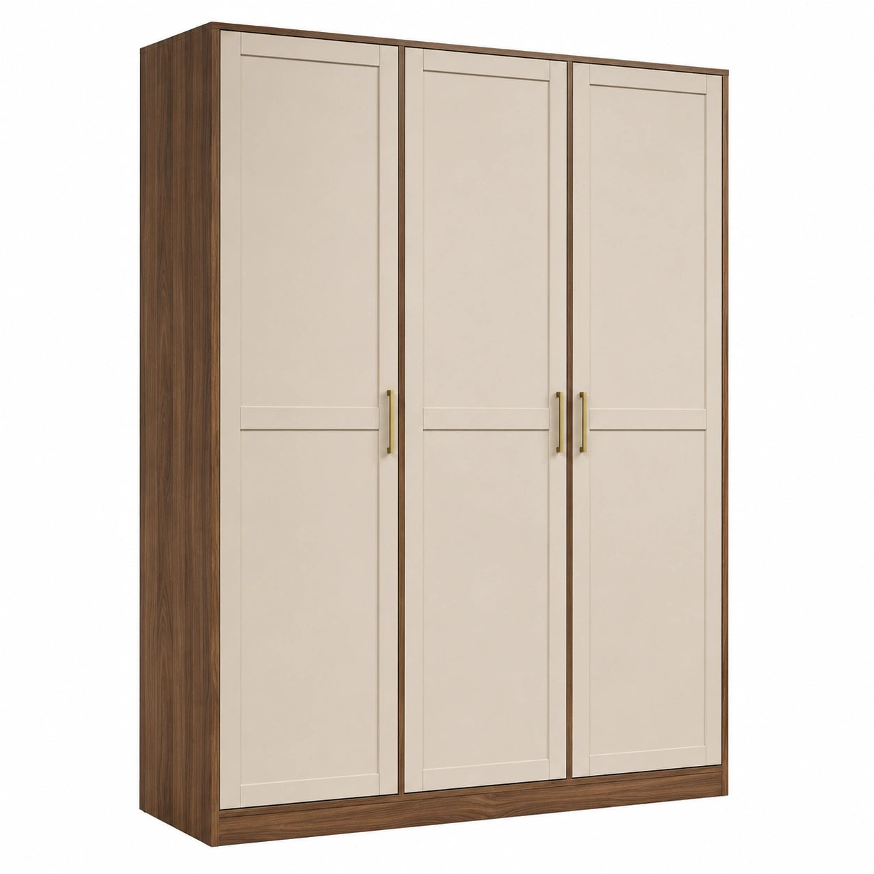 Armario de MDF y Aglomerado Marrón y Beige 3 Puertas 200x150x60cm