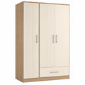 Armario de Melamina con Tres Puertas y Un Cajón Beige