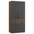 Armario de 2 Puertas de MDF Color Gris y Madera 200x80x50 cm