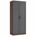 Armario de MDF Gris y Madera de Nogal