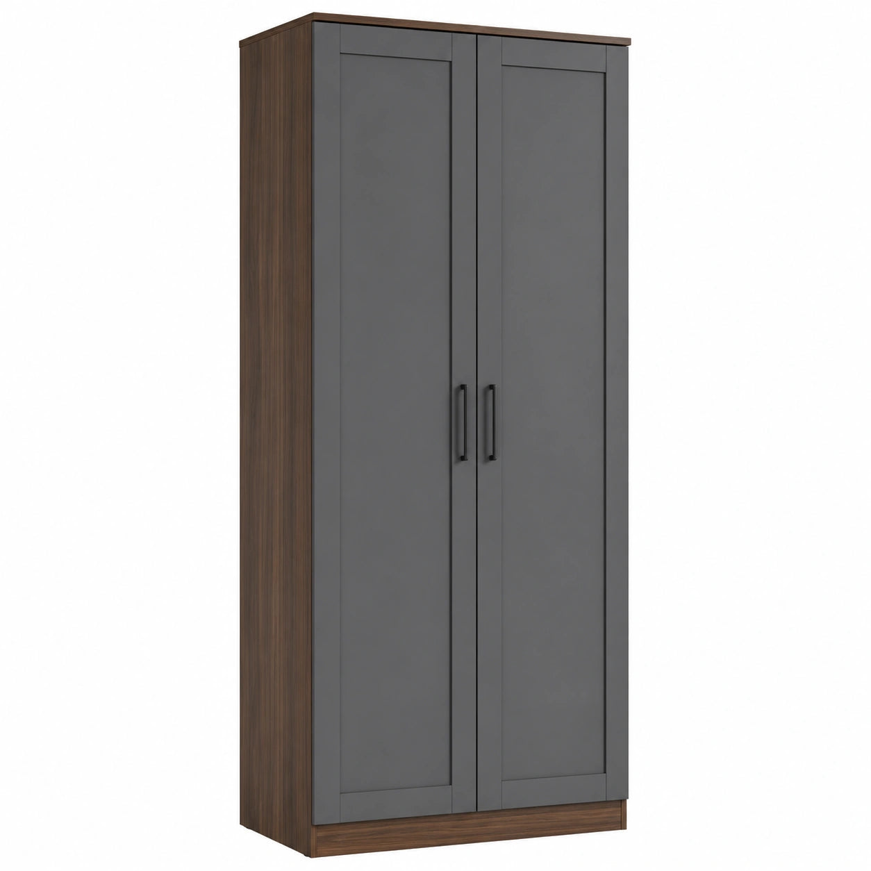 Armario de MDF Gris y Madera de Nogal