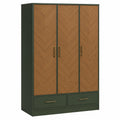 Armario de Madera con 3 Puertas y 2 Cajones Verde y Marrón 180x90x50 cm