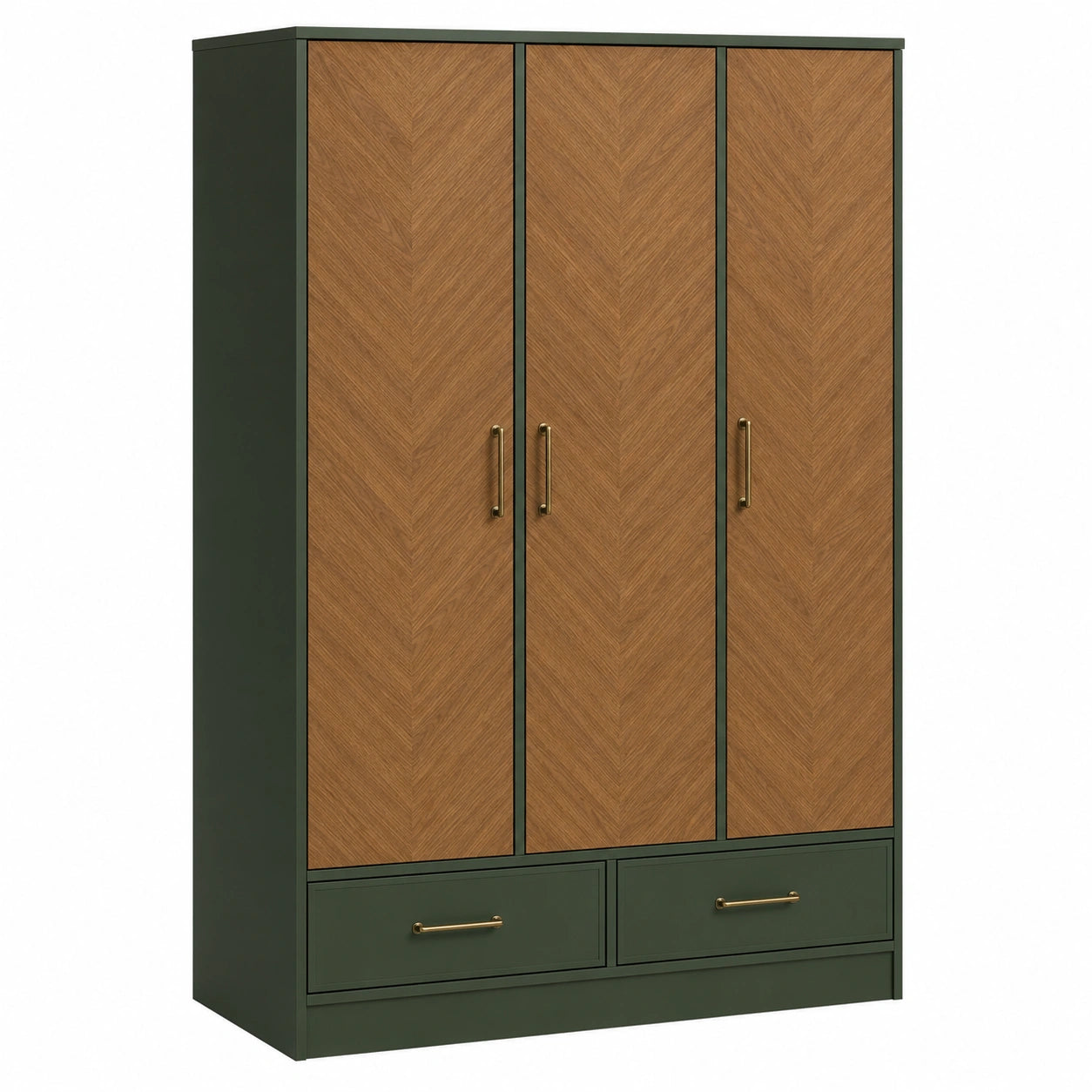 Armario de Madera con 3 Puertas y 2 Cajones Verde y Marrón 180x90x50 cm