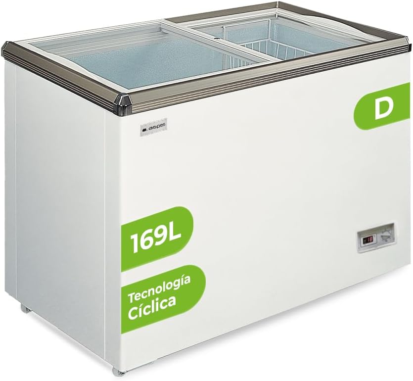 Congelador horizontal Aspes, Horeca Blanco ACHH1700DDCG. Capacidad 169 Litros, 1 Cesta, Bajo Nivel Sonoro, Eficiencia Energética Clase D