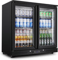 AAOBOSI Frigoríficos para bebida, Frigorífico para bebidas de 210 l con puerta de cristal, nevera de cerveza de 2 puertas con iluminación lateral LED