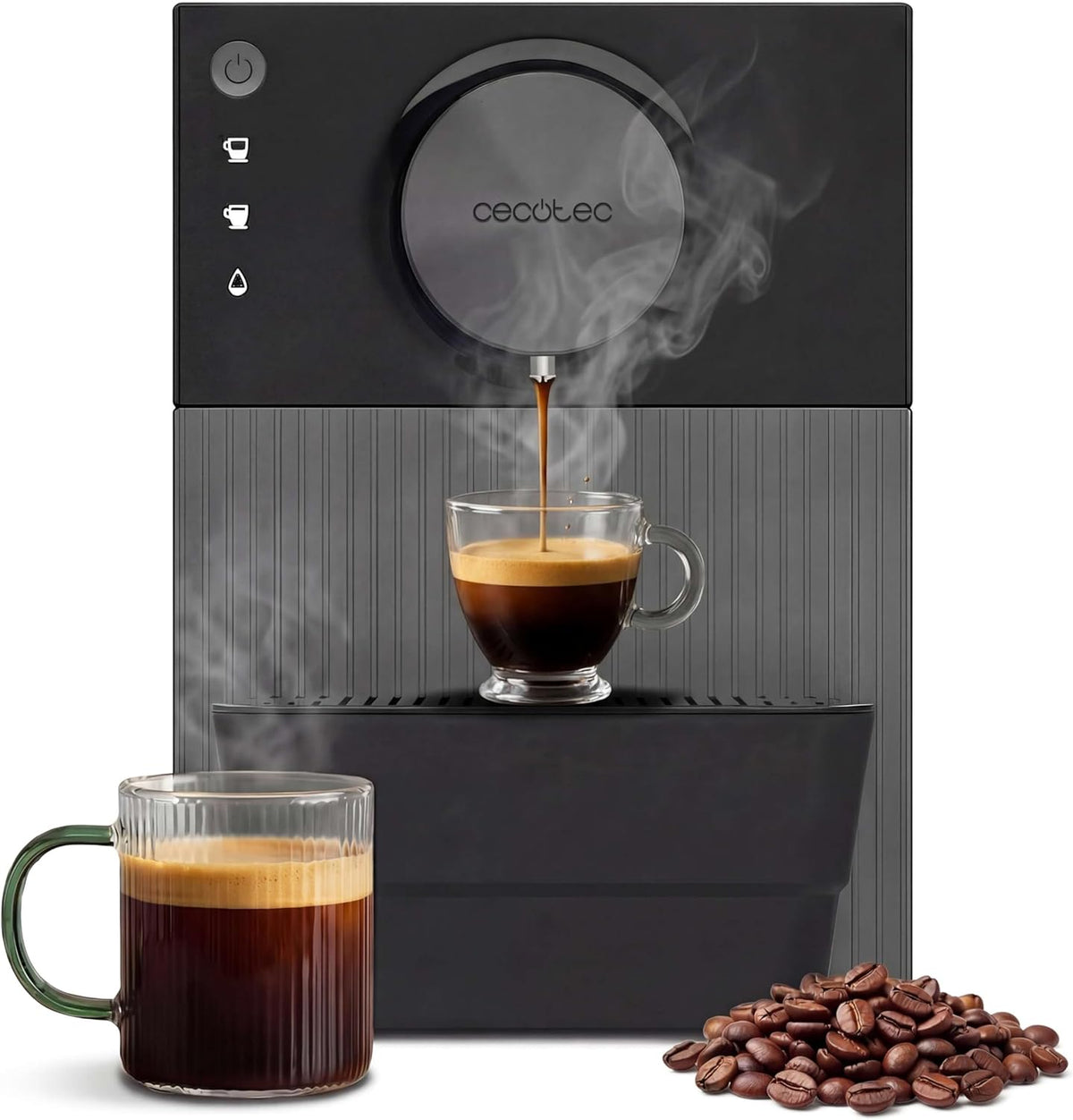 Cecotec Cafetera automática, Cafetera Superautomática Compacta Cremmaet Cube. 1350W, Sistema de Prensado de 10g, Sistema Pre-Infusión, 19 Bares