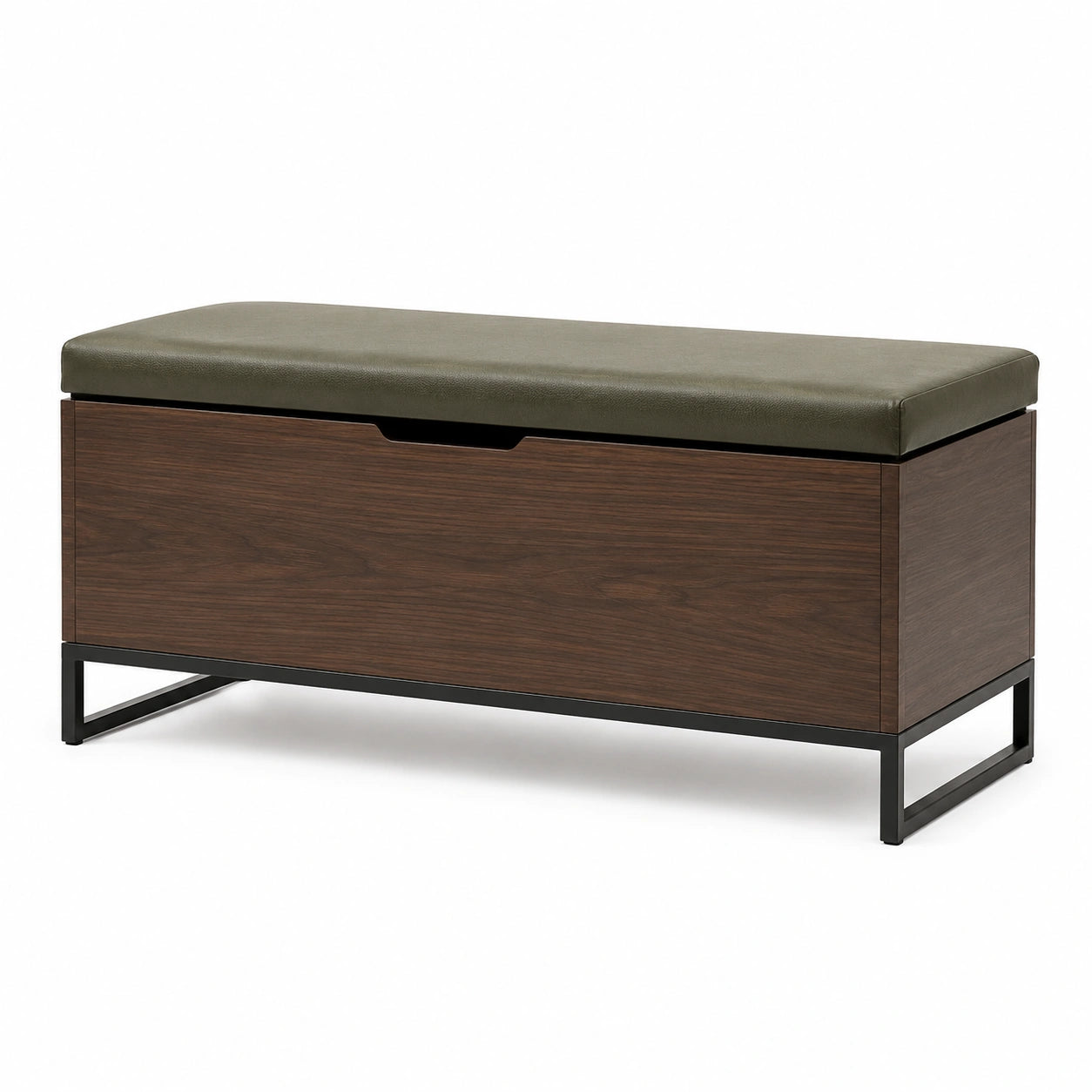 Banco de almacenamiento de madera y asiento de cuero sintético verde 120x40x45cm
