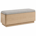 Banco de almacenamiento de madera y tela gris 120x40x45 cm