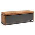Banco de madera contrachapada y cuero sintético marrón 120x40x45 cm