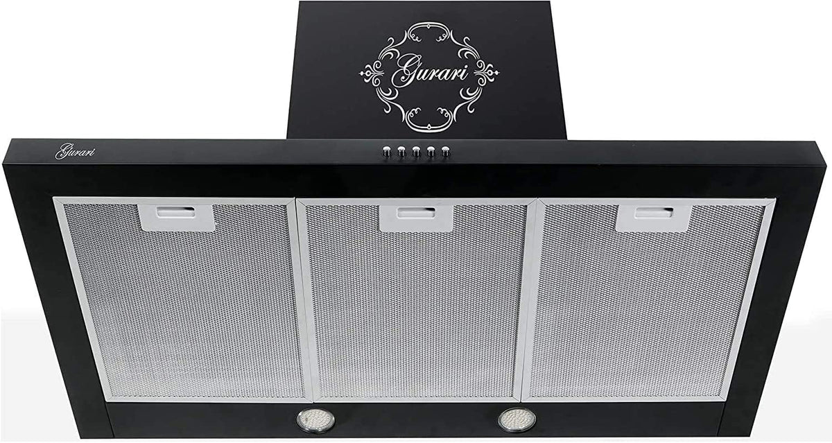 Campana extractora de Gurari, 461 Black 90, campana extractora de pared 90 cm •1000 m³/h•Campana de pared Lujo fabricante Gurari • 3 velocidades • LED